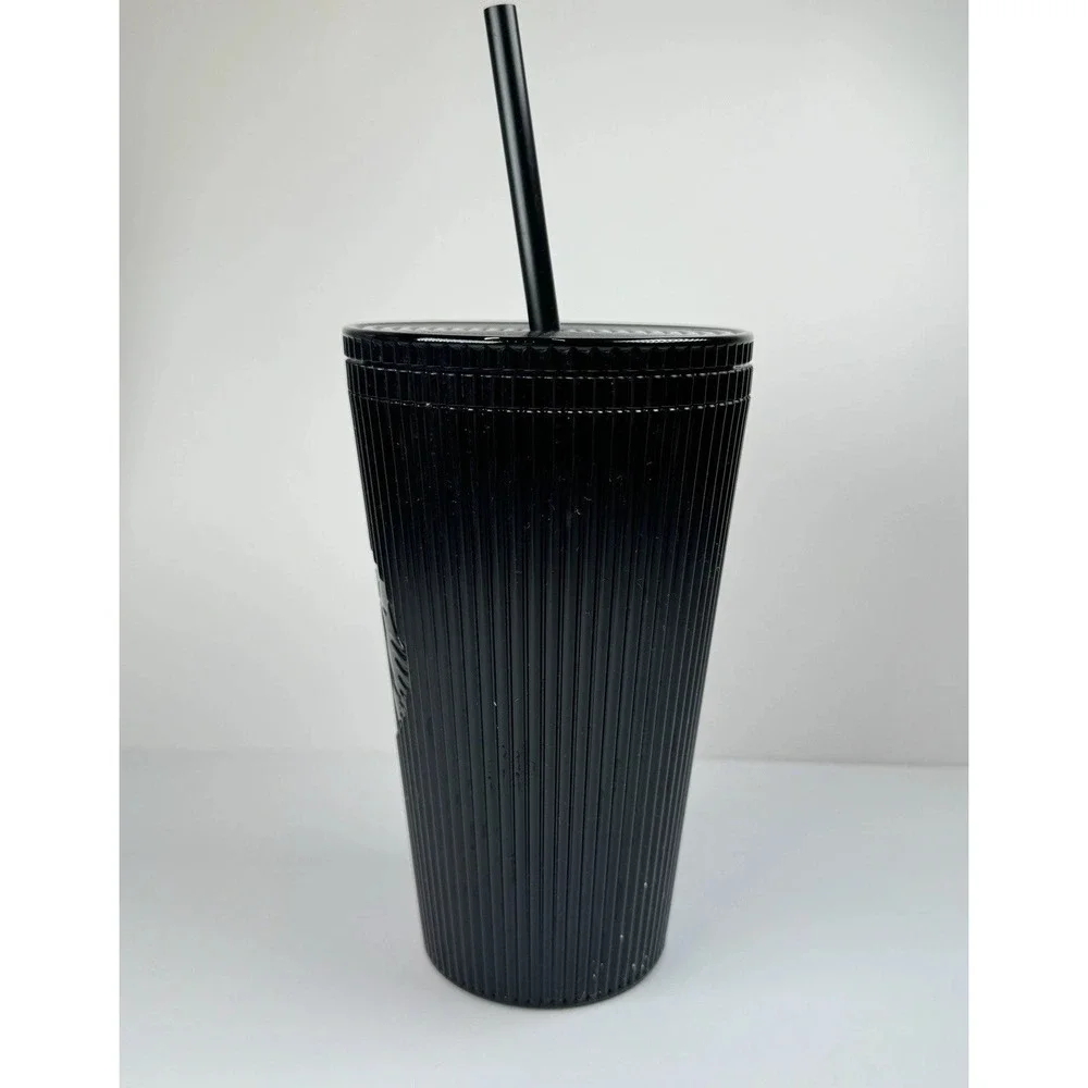 Starbucks 2024 Black Pleated Metallic‎ Core Tumbler 16oz Cold Cup Grande